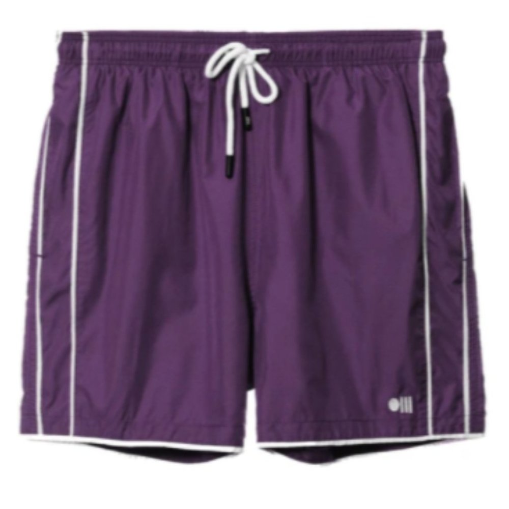 Solid & Striped Purple/White Swim Trunks